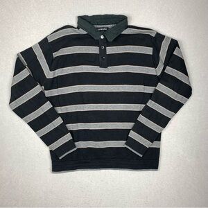 Y2K Quickreflex Rugby Pullover Mens Large Striped Long Sleeve Casual Shirt